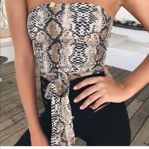 Tiger Mist snakeskin print crop top